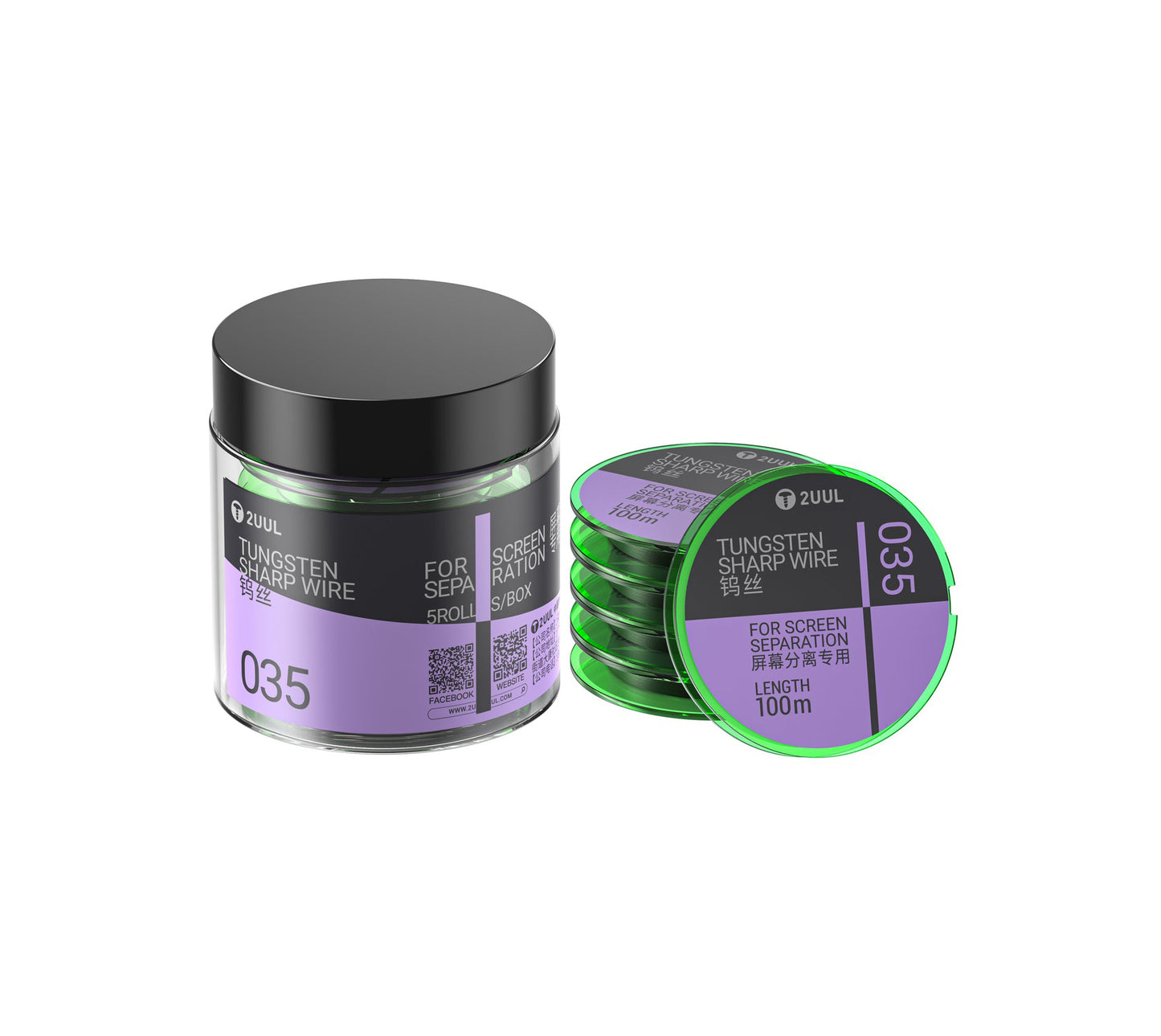 Tungsterdraht 2UUL WS-035, 0,035 mm, 100 m, Set 5 Stück