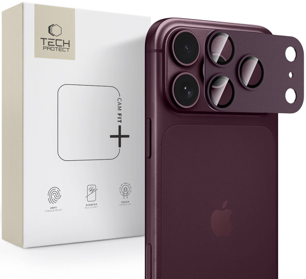 Schutzfolie für die Rückkamera Tech-Protect CamFull Fit+ für Apple iPhone 18 Pro Max, gehärtetes Glas, Burgunderrot