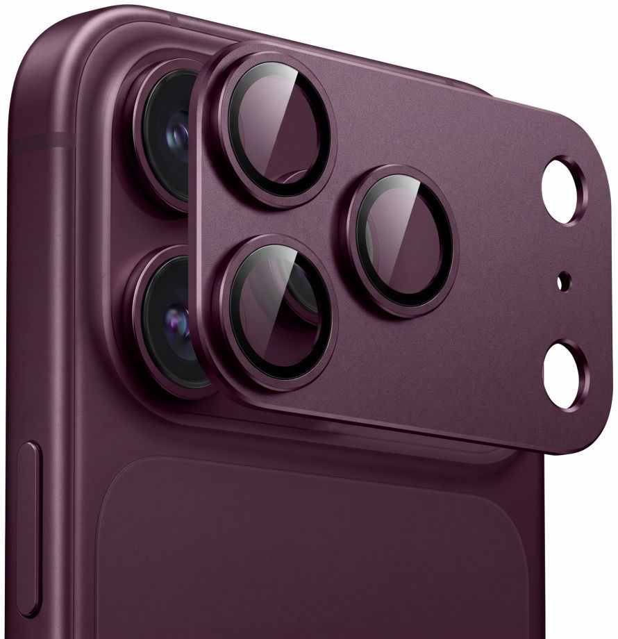 Schutzfolie für die Rückkamera Tech-Protect CamFull Fit+ für Apple iPhone 18 Pro Max, gehärtetes Glas, Burgunderrot