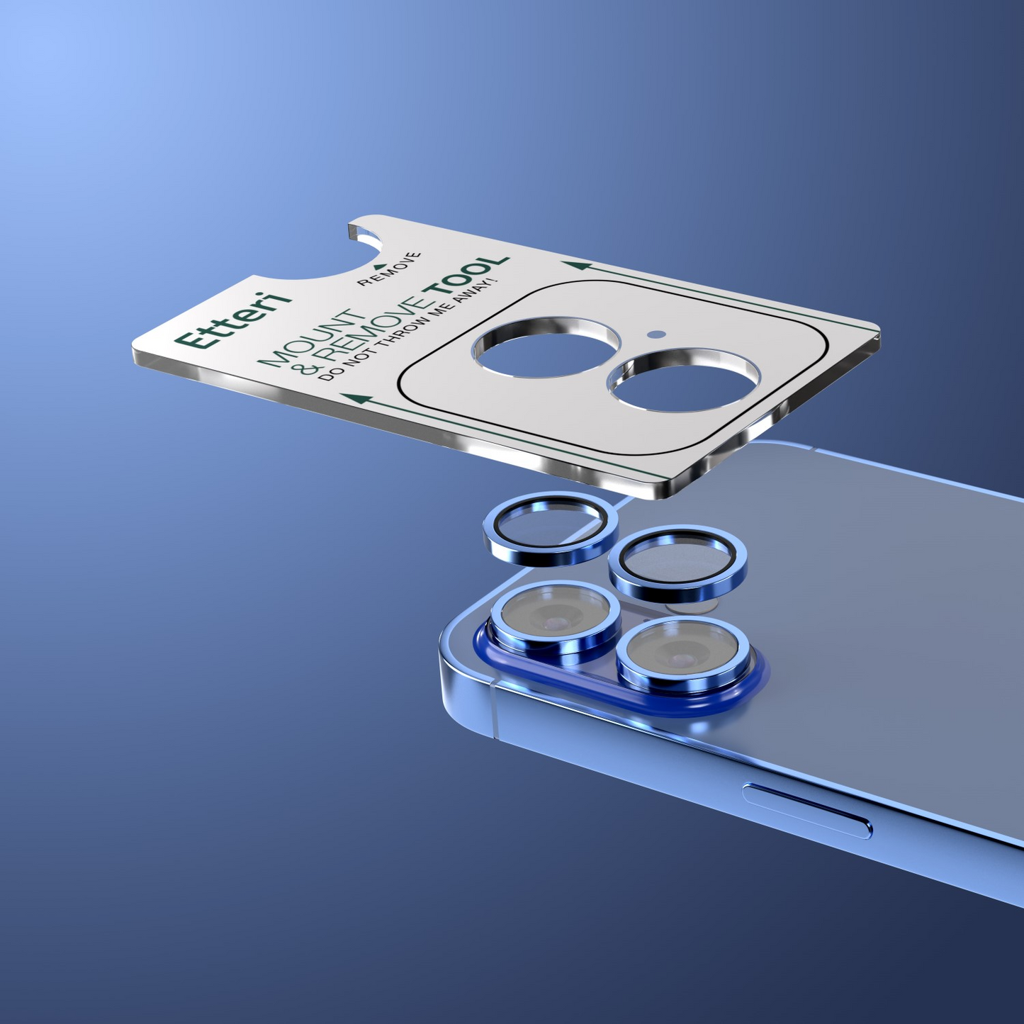 Etteri Rückkamera-Schutzfolie für Apple iPhone 16 Plus / 16, gehärtetes Glas, Blau
