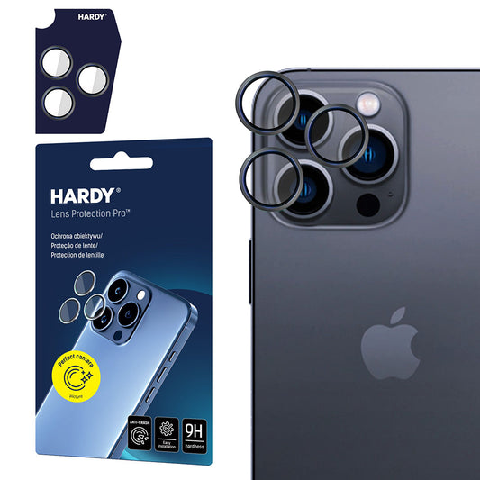 Schutzfolie für die Rückkamera 3MK Hardy Protection Pro für Apple iPhone 16 Pro Max / 16 Pro, gehärtetes Glas, schwarz