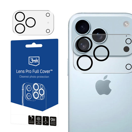 Schutzfolie 3MK Pro Full Cover für die Rückkamera des Apple iPhone 17 Pro Max, gehärtetes Glas, Schwarz