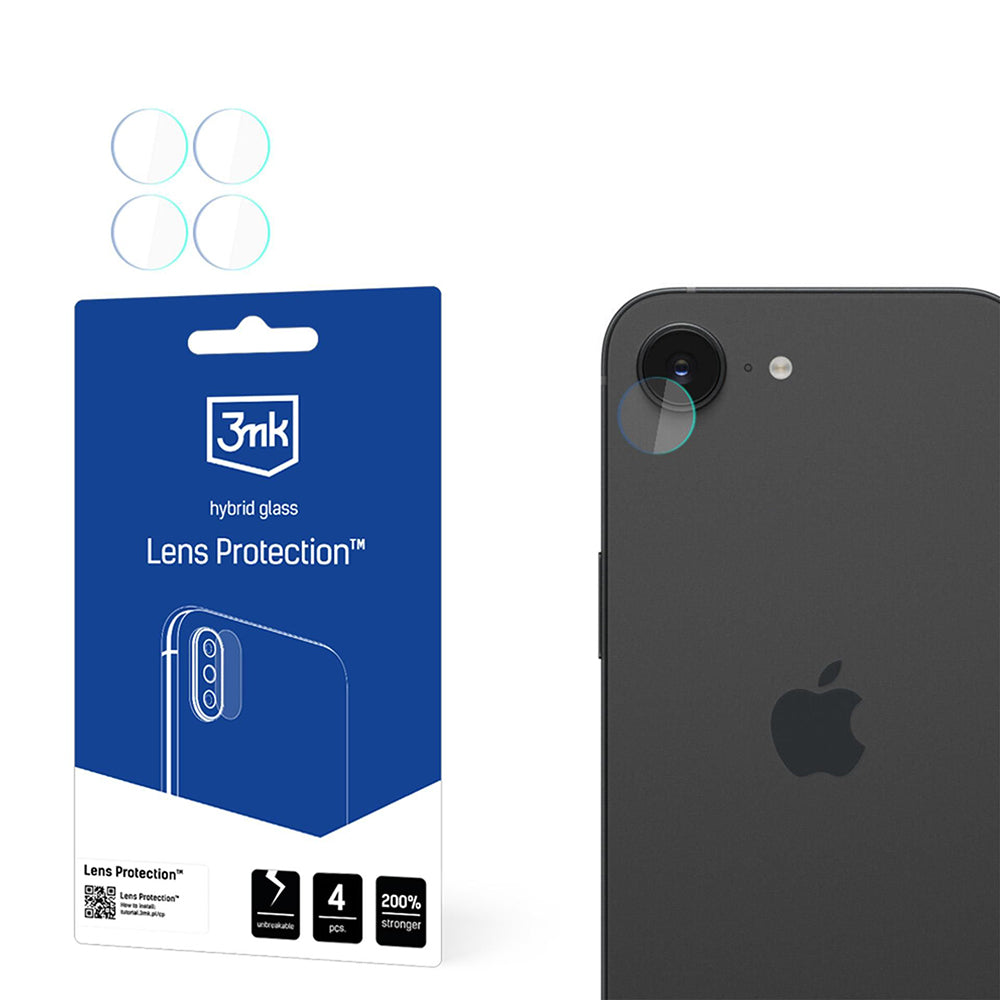 3MK Schutzfolie für die Rückkamera für Apple iPhone 17e / 16e, Flexibles Glas, 4er-Set, Transparent