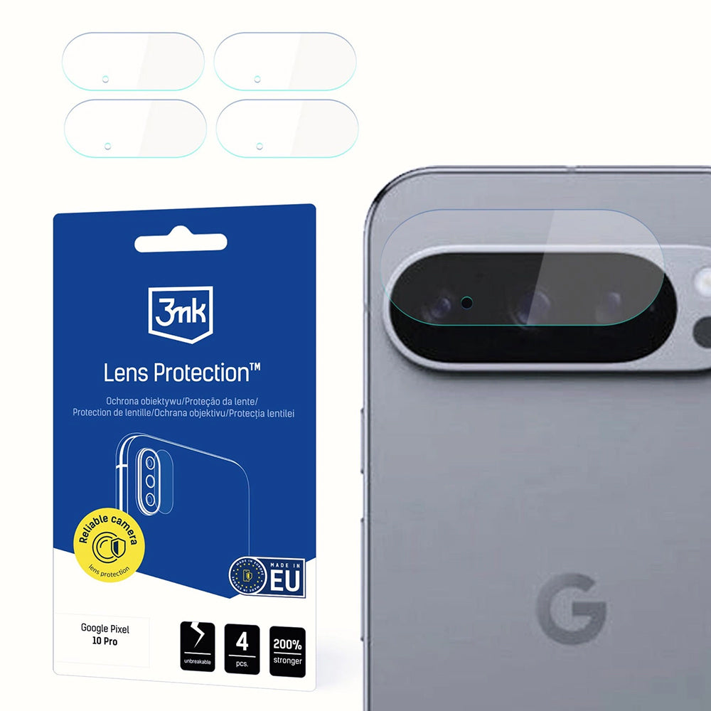 3MK Schutzfolie für die Rückkamera des Google Pixel 10 Pro, flexibles Glas, 4er-Set, transparent