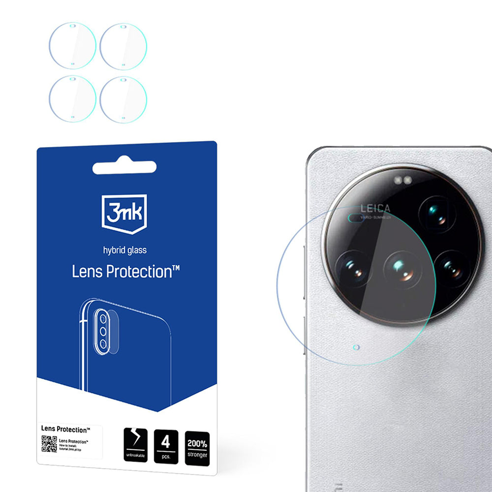 3MK Schutzfolie für die Rückkamera des Xiaomi 15 Ultra, flexibles Glas, 4er-Set, transparent