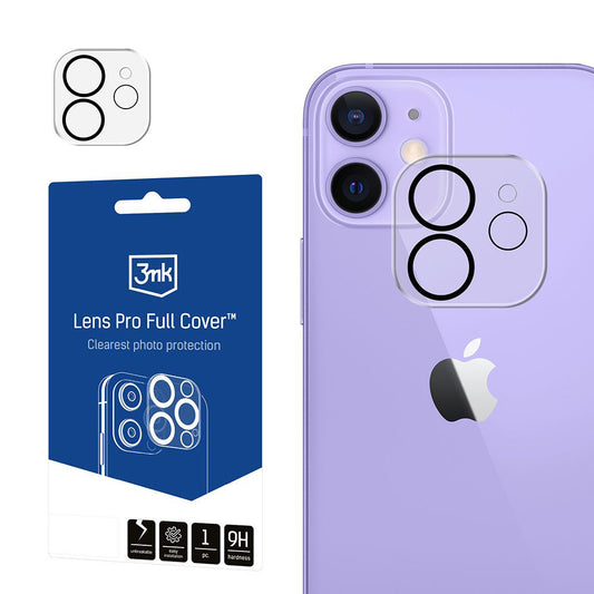 3MK Protection Pro Rückkamera-Schutzfolie für Apple iPhone 12, gehärtetes Glas, schwarz