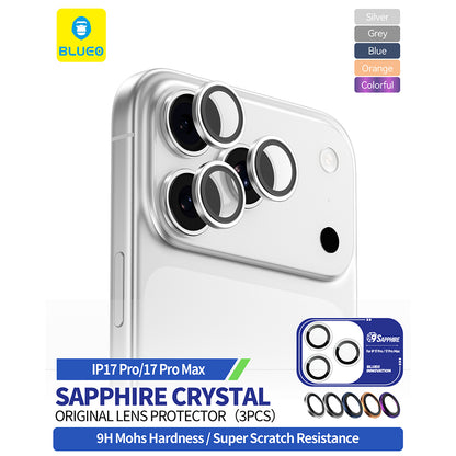 Schutzfolie Blueo Sapphire Crystal für die Rückkamera des Apple iPhone 17 Pro Max / 17 Pro, gehärtetes Glas, Mehrfarbig