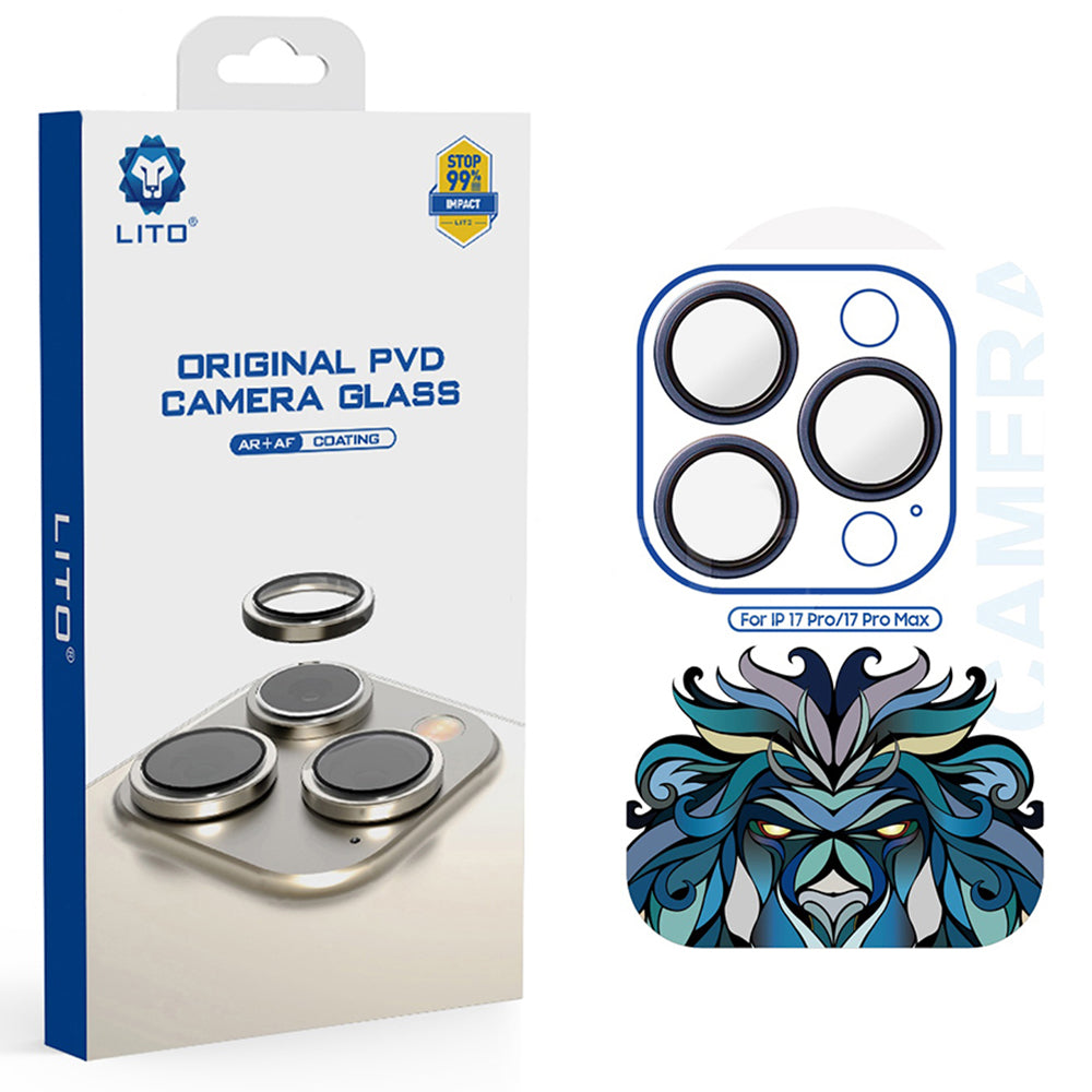 Schutzfolie Lito Titanium AR für die Rückkamera des Apple iPhone 17 Pro Max / 17 Pro, gehärtetes Glas, Marineblau
