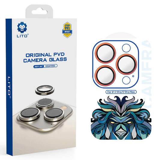 Rear Camera Protection Film Lito Titanium AR for Apple iPhone 17 Pro Max / 17 Pro, Tempered Glass, Orange