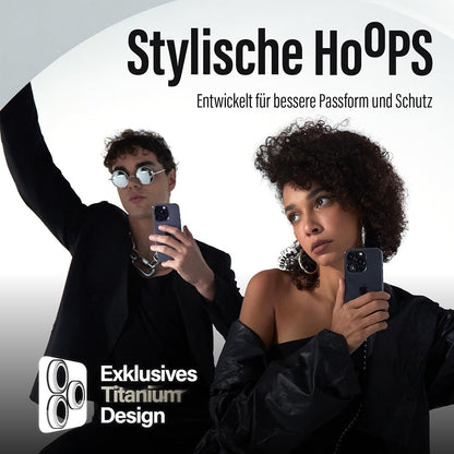 Schutzfolie PanzerGlass Hoops Glitter für die Rückkamera des Apple iPhone 17 Pro Max / 17 Pro / 16 Pro Max / 16 Pro, gehärtetes Glas, Goldfarben