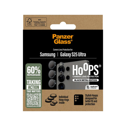 PanzerGlass Hoops Rear Camera Protector for Samsung Galaxy S25 Ultra S938, Tempered Glass, Black