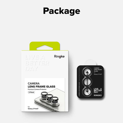Ringke Rear Camera Protection Film for Samsung Galaxy Z Fold7 F966, Tempered Glass, Set of 2 Pieces, Black