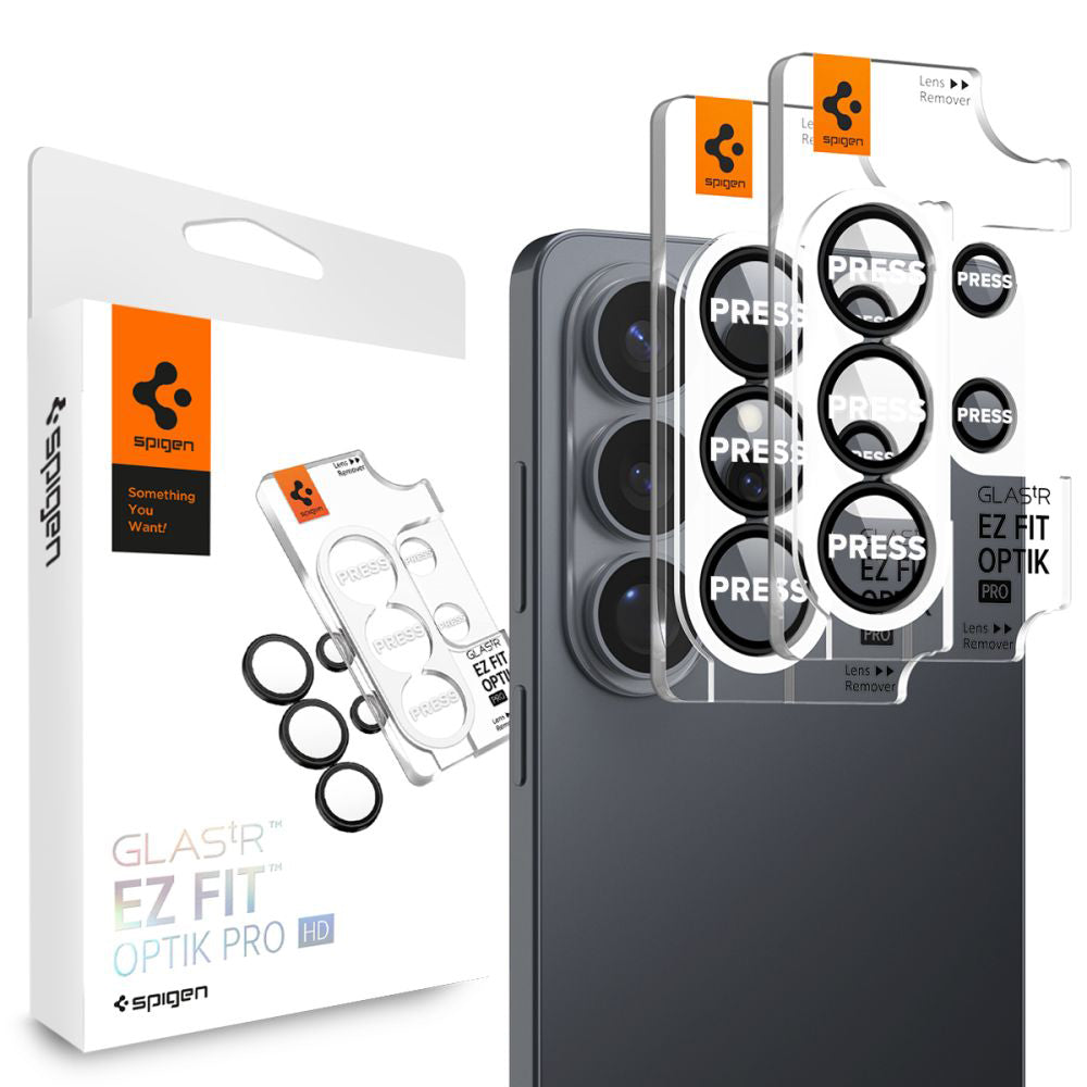 Schutzfolie Rückkamera Spigen GlastR EZ FIT Optik Pro HD für Samsung Galaxy S26 Ultra S948, Gehärtetes Glas, Set 2 Stück, Schwarz