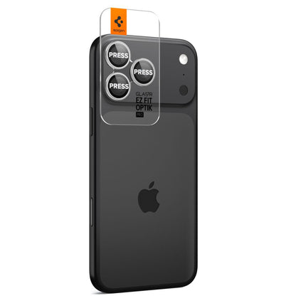 Schutzfolie für die Rückkamera Spigen GlastR EZ FIT Optik Pro für Apple iPhone 17 Pro Max / 17 Pro, Gehärtetes Glas, Set mit 2 Stück, Silberfarben