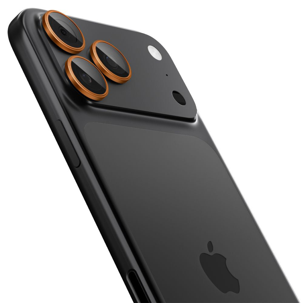 Schutzfolie für die Rückkamera Spigen GlastR EZ FIT Optik Pro für Apple iPhone 17 Pro Max / 17 Pro, gehärtetes Glas, Set mit 2 Stück, Orange