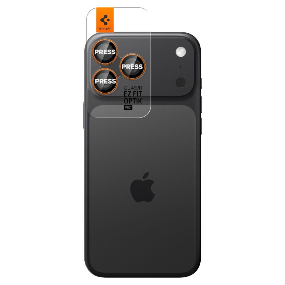 Schutzfolie für die Rückkamera Spigen GlastR EZ FIT Optik Pro für Apple iPhone 17 Pro Max / 17 Pro, gehärtetes Glas, Set mit 2 Stück, Orange