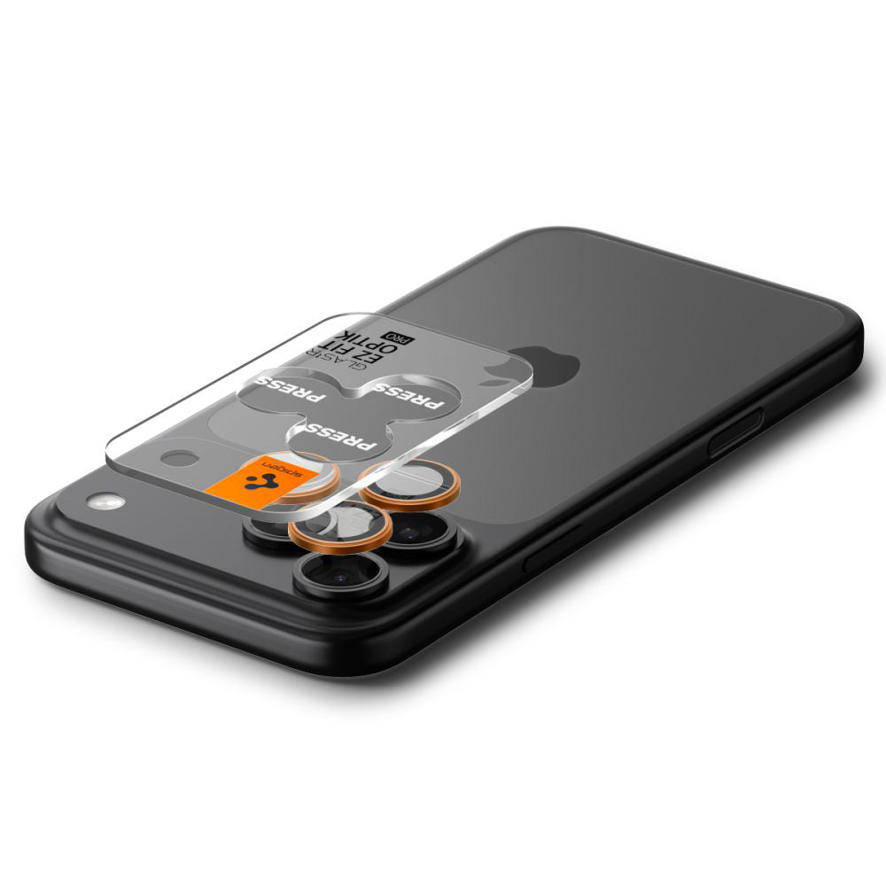 Schutzfolie für die Rückkamera Spigen GlastR EZ FIT Optik Pro für Apple iPhone 17 Pro Max / 17 Pro, gehärtetes Glas, Set mit 2 Stück, Orange