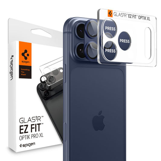 Schutzfolie Rückkamera Spigen GlastR EZ FIT Optik Pro XL für Apple iPhone 17 Pro, Gehärtetes Glas, Set 2 Stück, Blau