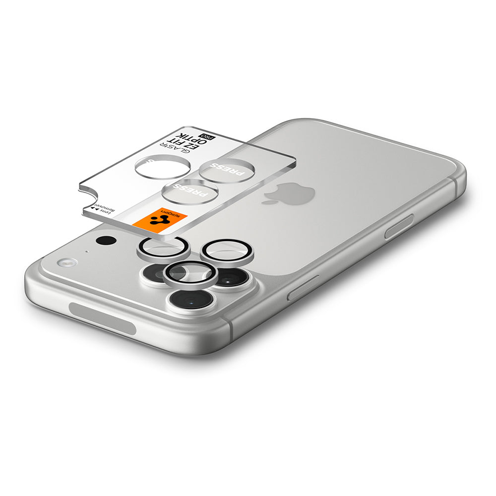 Schutzfolie für die Rückkamera Spigen GlastR EZ FIT Optik Pro für Apple iPhone 18 Pro / 18 Pro Max, gehärtetes Glas, 2er-Set, Silber AGL12046