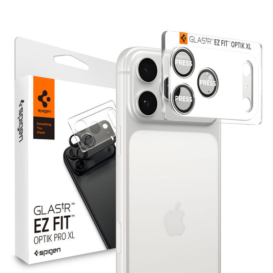 Schutzfolie für die Rückkamera Spigen GlastR EZ FIT Optik Pro XL für Apple iPhone 17 Pro, gehärtetes Glas, Silberfarben