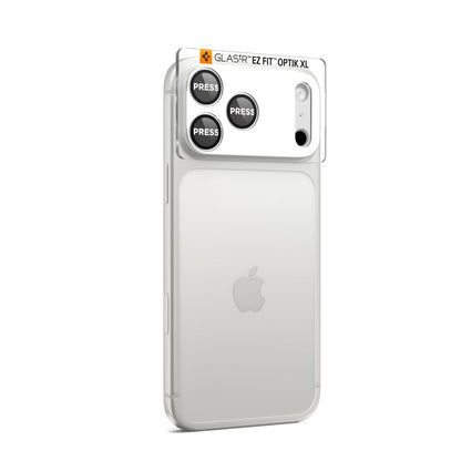 Spigen GlastR EZ FIT Optik Pro XL Rear Camera Protector for Apple iPhone 17 Pro, Tempered Glass, Silver AGL10647