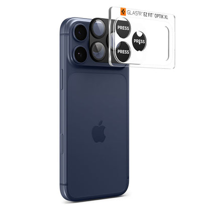 Back Camera Protection Film Spigen GlastR EZ FIT Optik Pro XL for Apple iPhone 17 Pro, Tempered Glass, Black AGL10644