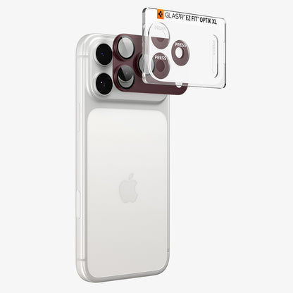 Schutzfolie für die Rückkamera Spigen GlastR EZ FIT Optik Pro XL für Apple iPhone 18 Pro Max, gehärtetes Glas, Weinrot AGL12040