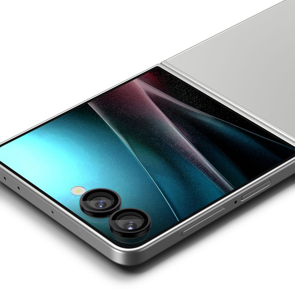 Schutzfolie für die Rückkamera Spigen GlastR EZ FIT Optik Pro HD für Samsung Galaxy Z Flip7 F766, gehärtetes Glas, Set mit 2 Stück, Schwarz AGL09587