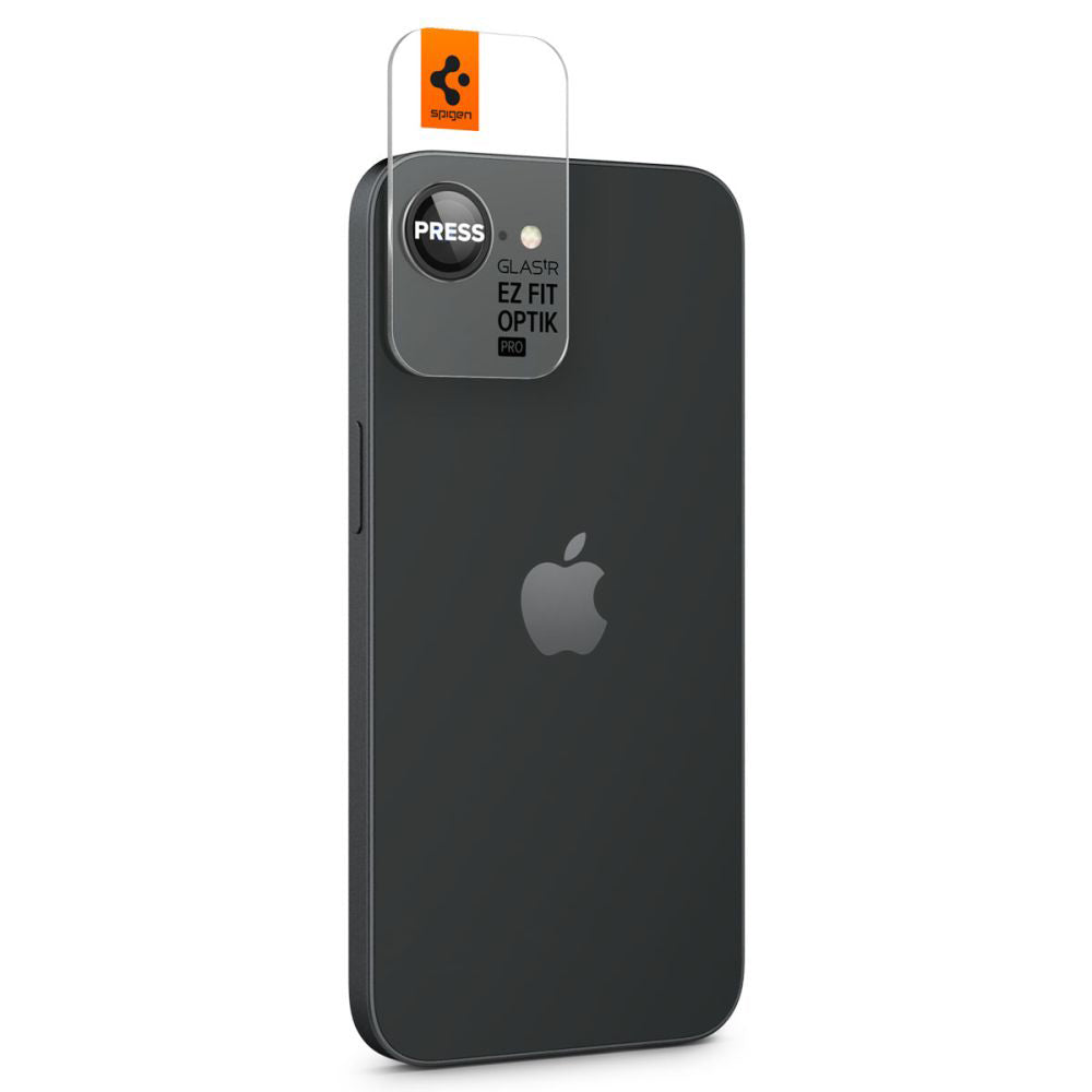 Schutzfolie für die Rückkamera Spigen GlastR EZ FIT Optik Pro für Apple iPhone 17e / 16e, Gehärtetes Glas, Set mit 2 Stück, Schwarz AGL09279