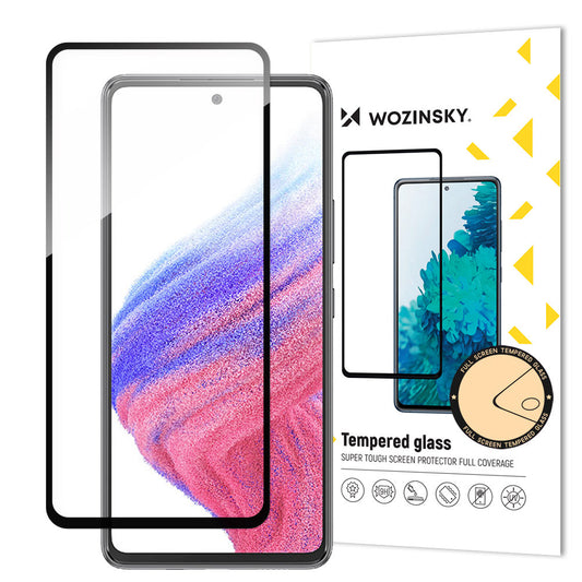 WZK Screen Protector for Samsung Galaxy A54 A546, Tempered Glass, Full Glue, Black