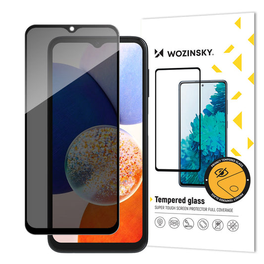 Sichtschutz-Displayschutz WZK AntiSpy für Samsung Galaxy A14 A145 / A14 5G A146, sicheres Glas, Vollkleber