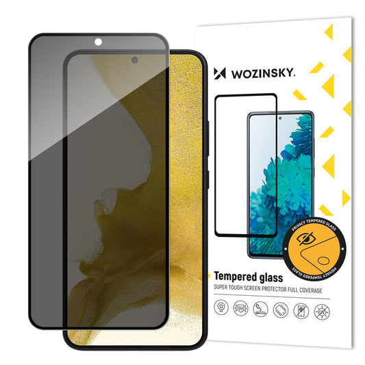 Sichtschutz-Displayschutz WZK AntiSpy für Samsung Galaxy S22+ 5G S906, sicheres Glas, Vollkleber