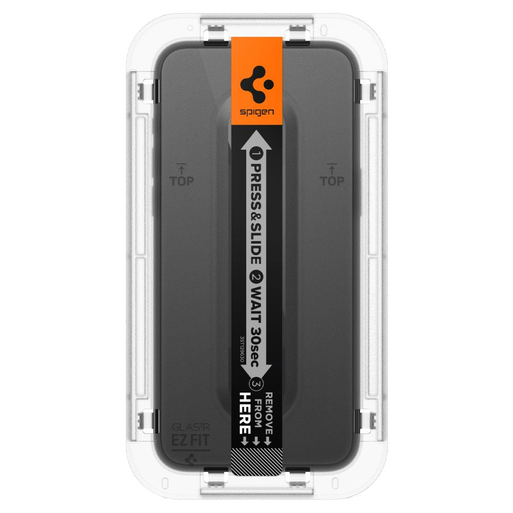 Spigen EZ FIT Displayschutzfolie für Apple iPhone 15, sicheres Glas, Vollkleber, 2,5D, hüllenfreundlich, Schwarz AGL06908