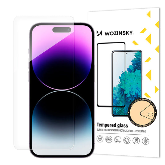 WZK Screen Protector for Apple iPhone 15, Tempered Glass, Full Glue