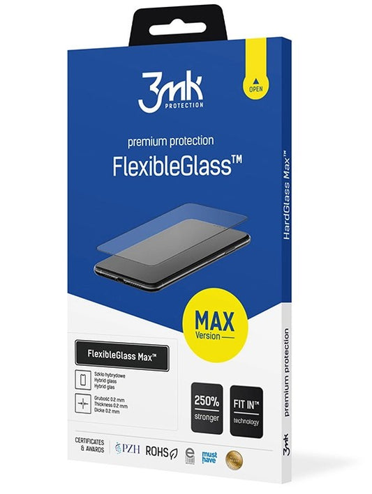 Displayschutzfolie 3MK FlexibleGlass Max für Samsung Galaxy A52s 5G A528 / A52 5G A526 / A52 A525, Flexibles Glas, Vollverklebung, Schwarz