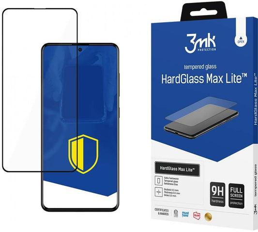 Screen Protector 3MK HardGlass Max Lite for Samsung Galaxy A51 A515 / A52s 5G A528 / A52 5G A526, Glass Protective, Full Glue, Black 