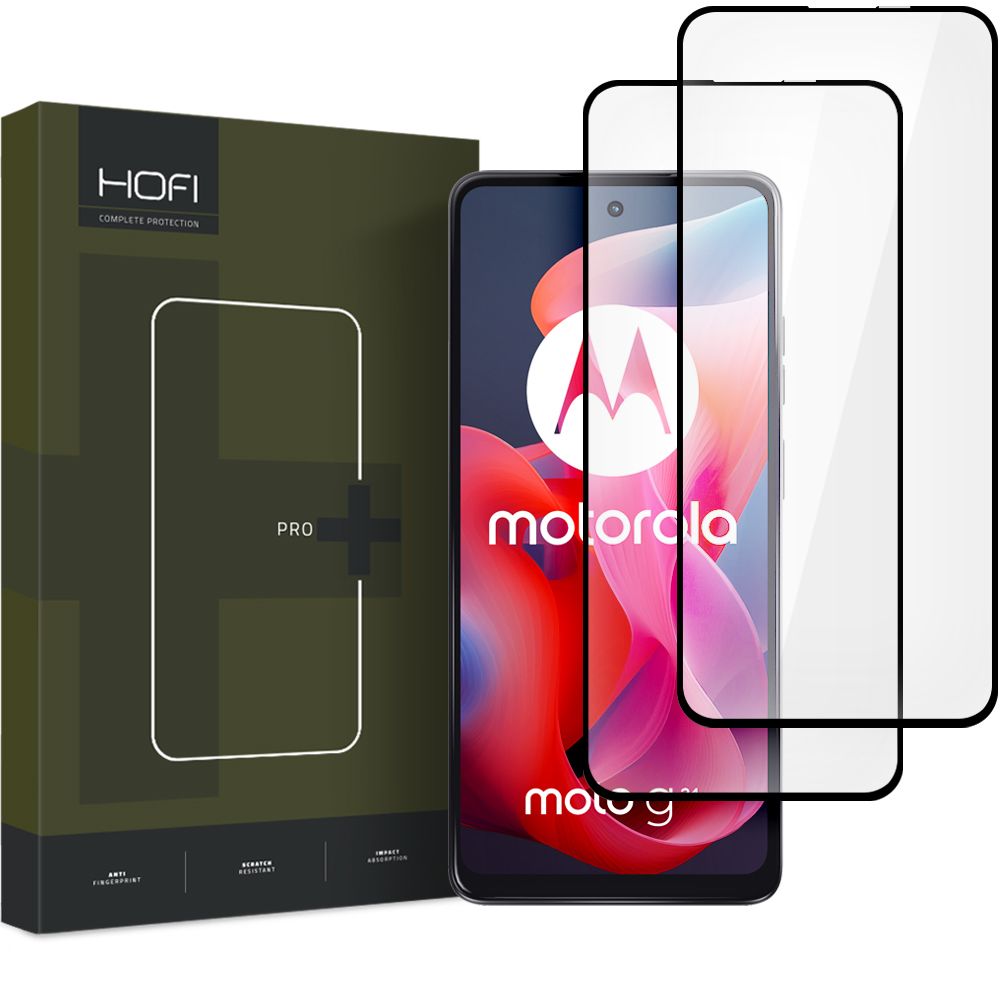 HOFI Glass PRO+ Screen Protector for Motorola Moto G24 Power / G04 / G24, Tempered Glass, Full Glue, Set of 2 pieces, 2.5D, Black