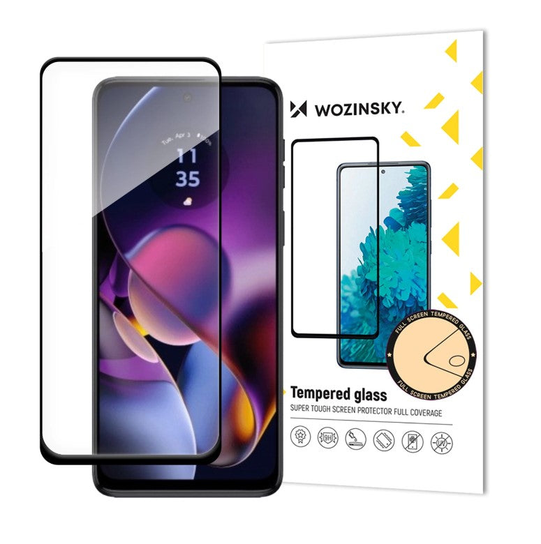 WZK Displayschutzfolie für Motorola Moto G54, sicheres Glas, Vollkleber, Schwarz 