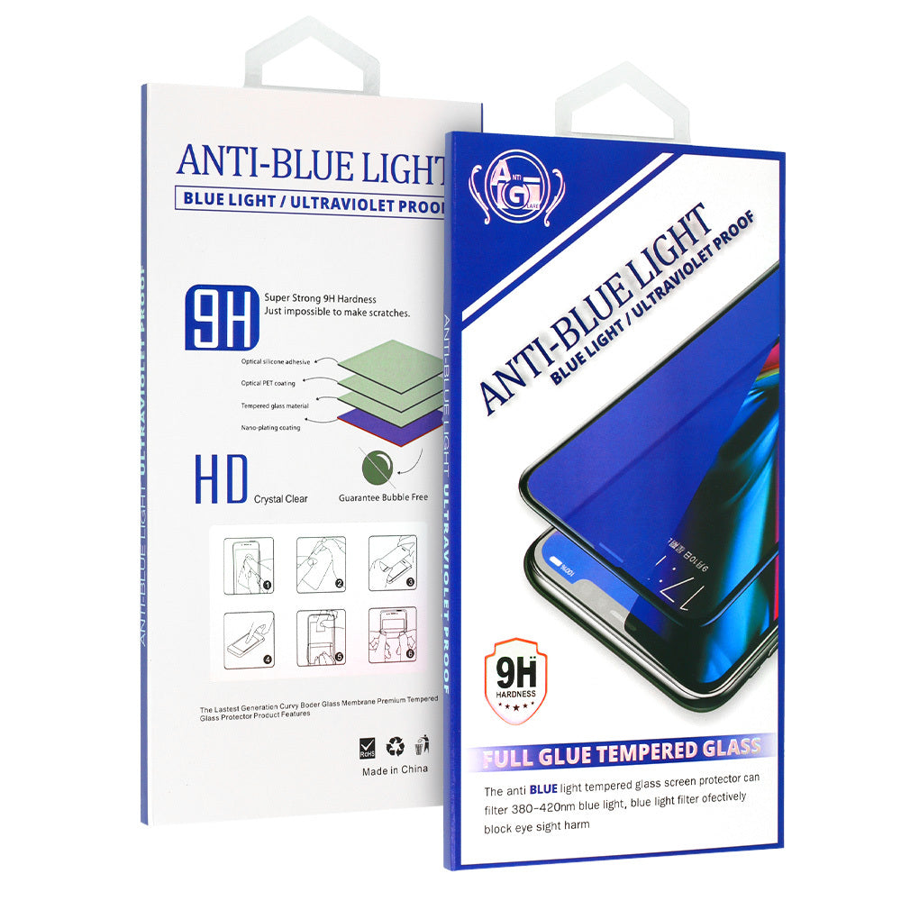 OEM Anti-Blaulicht-Displayschutzfolie für Apple iPhone 12/12 Pro, sicheres Glas, Vollkleber, schwarz