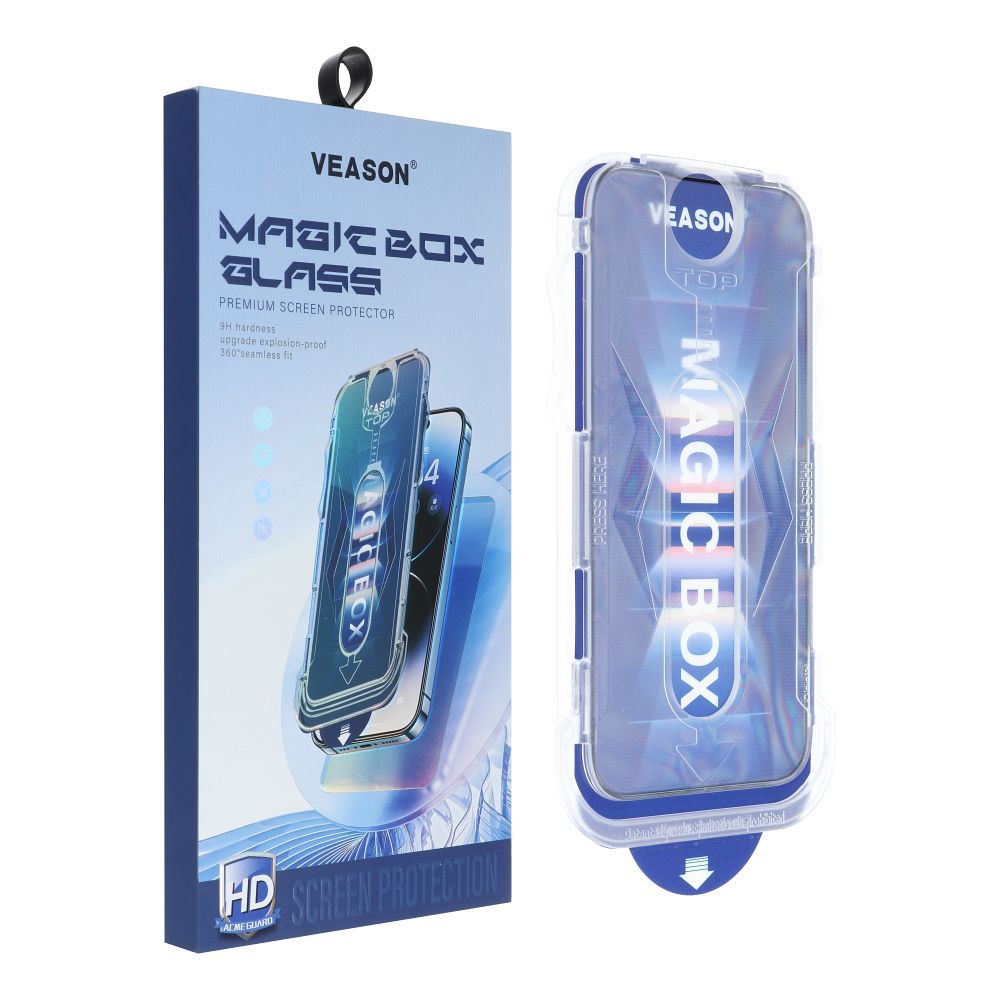 Veason PRO Displayschutzfolie für Apple iPhone 14 Pro, gehärtetes Glas, Full Glue, 6D, Schwarz