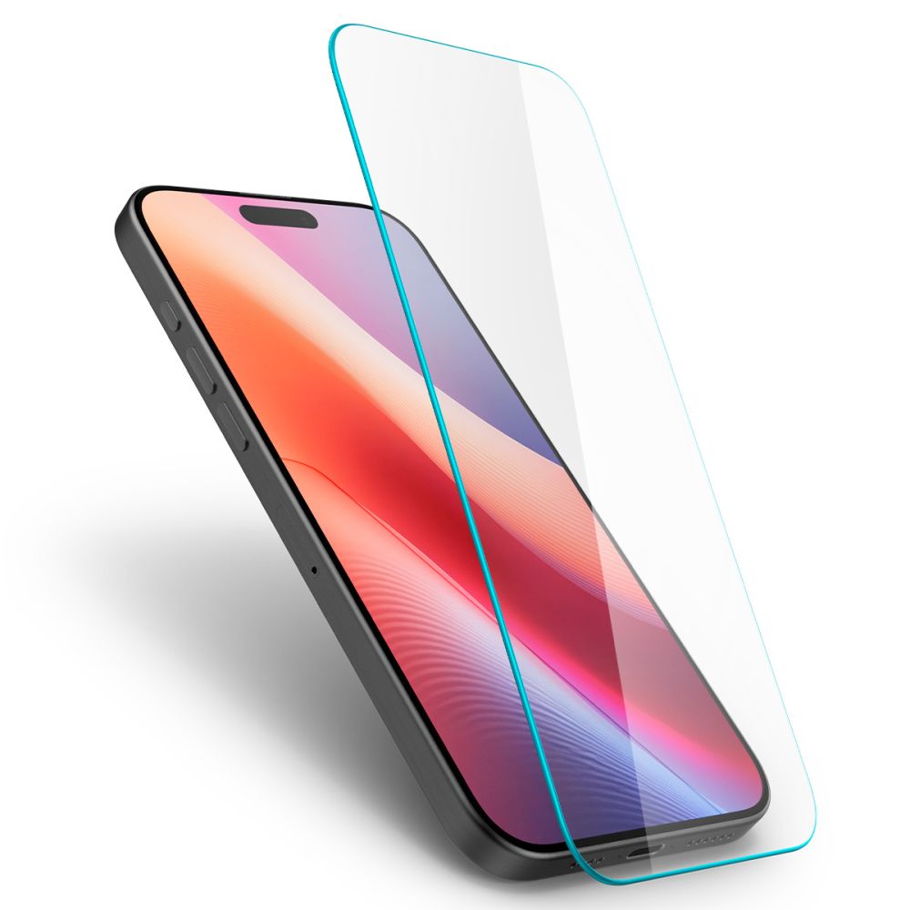 Spigen GlastrR Slim HD Displayschutzfolie für Apple iPhone 16/15, sicheres Glas, Vollkleber, 2,5D AGL06910