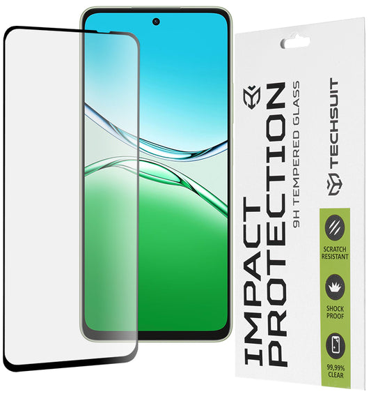 Techsuit Displayschutzfolie für Oppo A5 Pro 4G / A5 Pro, gehärtetes Glas, Full Glue, 111D, Schwarz