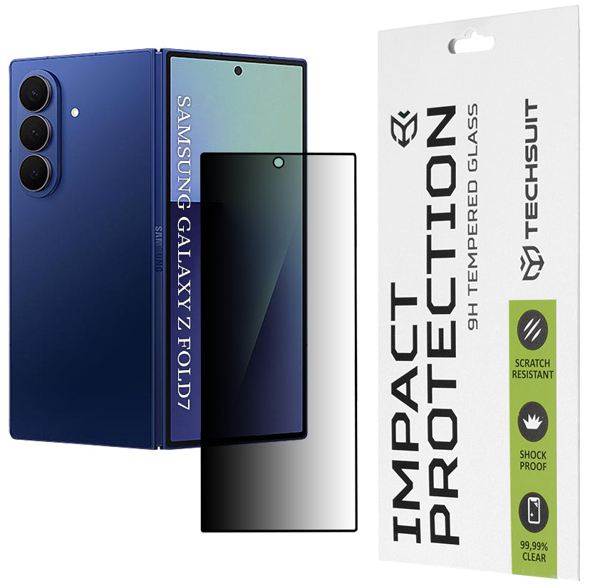 Privacy Techsuit Außenschutzfolie für Samsung Galaxy Z Fold7 F966, gehärtetes Glas, Vollkleber, 111D