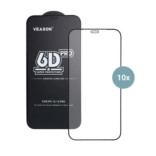 Veason PRO Screen Protector for Apple iPhone 17 Pro, Tempered Glass, Full Glue, Set of 10 pieces, 6D, Black
