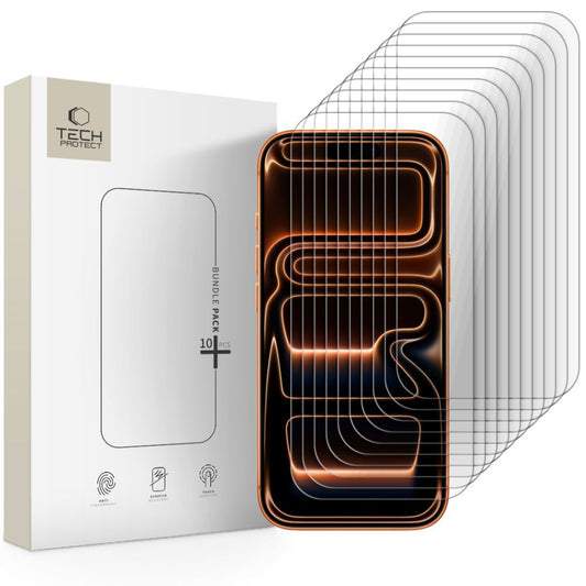 Schutzfolie Tech-Protect für Apple iPhone 17 Pro Max / 16 Pro Max, gehärtetes Glas, Full Glue, Set 10 Stück