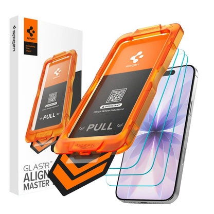 Schutzfolie Spigen GlastR Align Master Slim für Apple iPhone 17, Gehärtetes Glas, Vollkleber, Set 3 Stück AGL10484