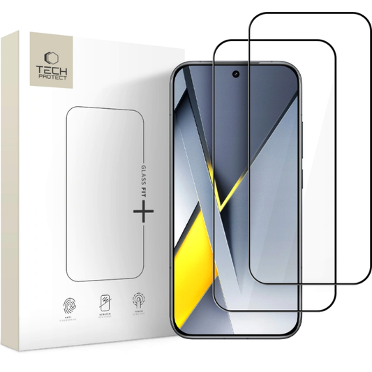Tech-Protect FIT+ Screen Protector for Xiaomi Poco F8 Pro, Tempered Glass, Full Glue, 2 Pieces Set, 2.5D, Black