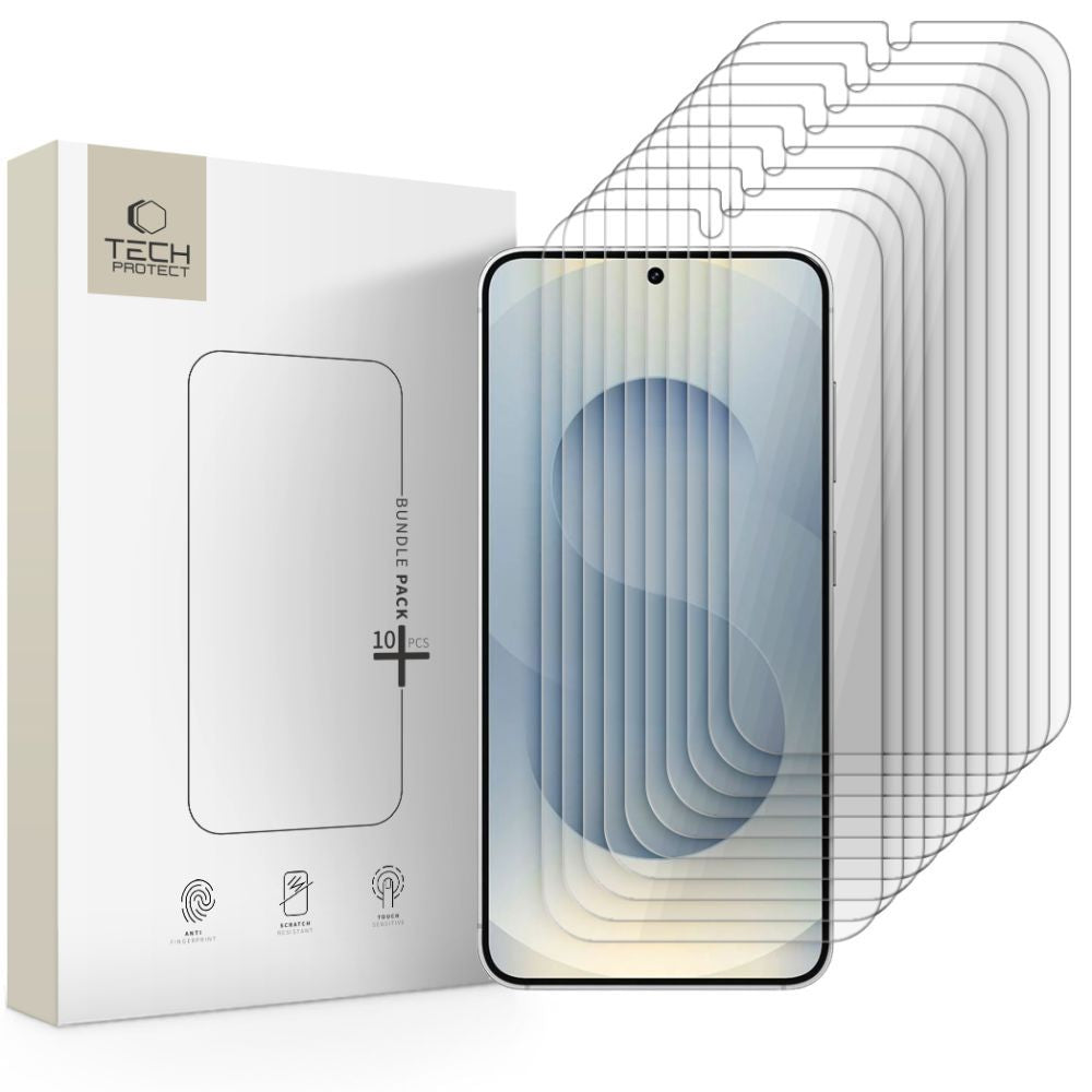 Schutzfolie Tech-Protect für Samsung Galaxy S25 S931 / S24 S921, Gehärtetes Glas, Vollverklebung, Set 10 Stück