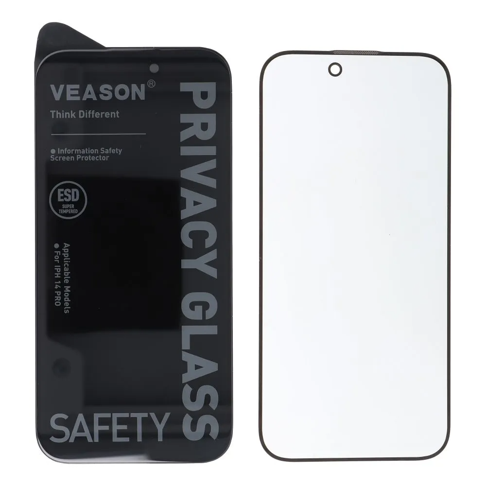 Privacy-Schutzfolie Veason für Apple iPhone 17 Pro Max, gehärtetes Glas, Full Glue, 6D