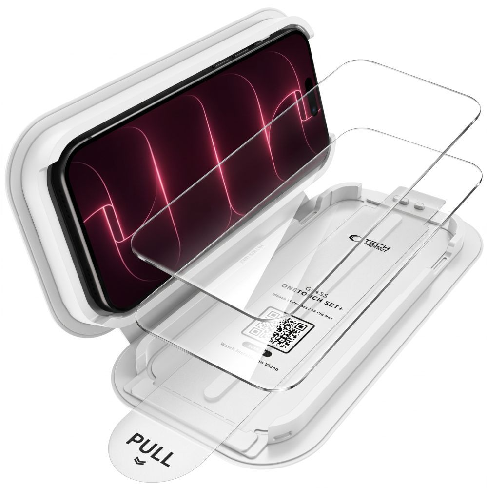 Tech-Protect OneTouch Displayschutzfolie für Apple iPhone 18 Pro Max / 17 Pro Max, gehärtetes Glas, Full Glue, 2er Set, transparent